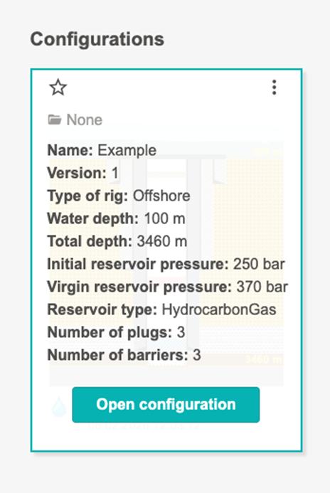 Configuration action menu