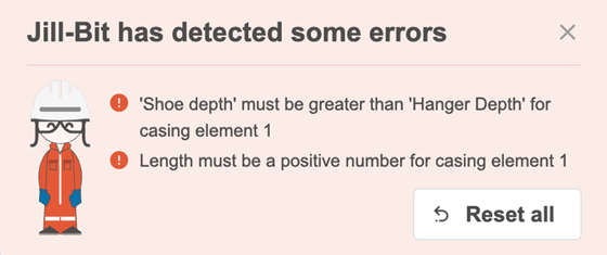 Jill-Bit validation message showing configuration errors.