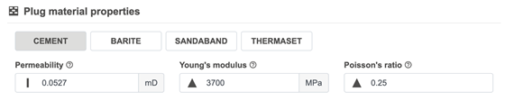 Plug depth and material settings