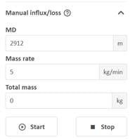 Manual influx and loss scenario panel.