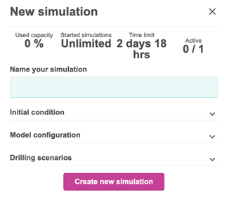 New simulation dialog.
