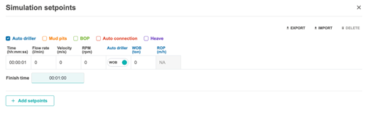 Sequence mode with setpoints.