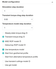 Model configuration settings.