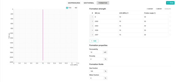 Formation editor with UCS and formation properties.