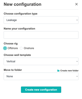 Create new configuration dialog