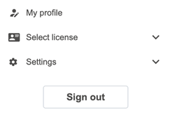 User menu.