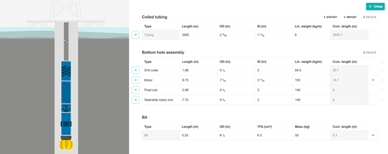 Coiled tubing assembly editor.